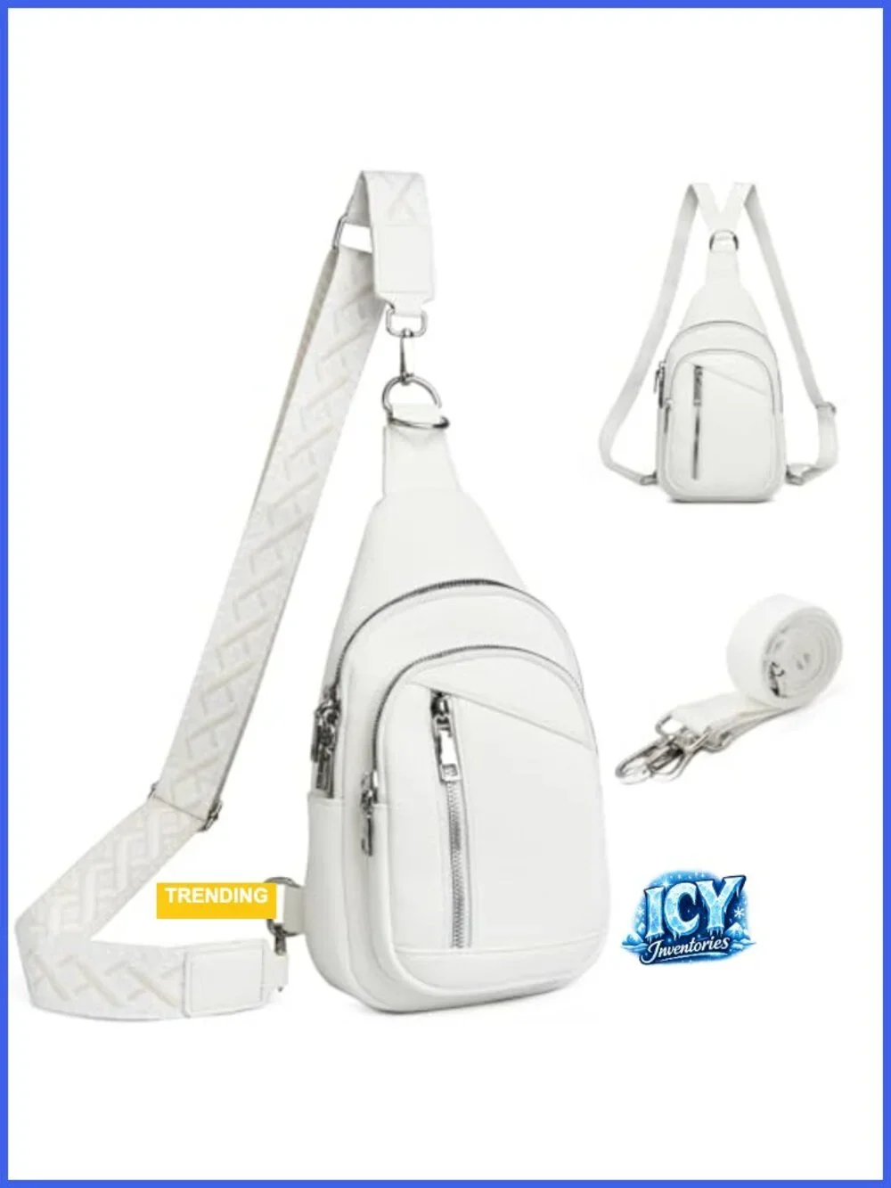 Faux Leather Crossbody Sling Bag Women 2-in-1 Mini Backpack Detachable Straps